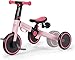 Kinderkraft Triciclo 3in1 4TRIKE, Mini bici, Carrello, Sella regolabile, Pieghevole, da 12 mesi a 5 anni, Rosa