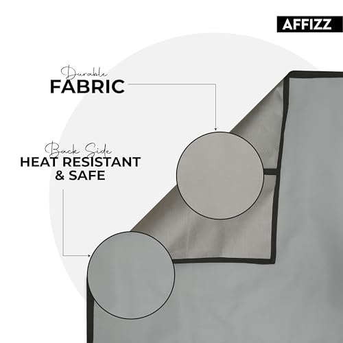Image of Microwave Cover Top - Waterproof Dustproof Polyester Oven Cover for Kitchen with 4 Side Pockets, Modern Design, Grey (100 x 35 cm)