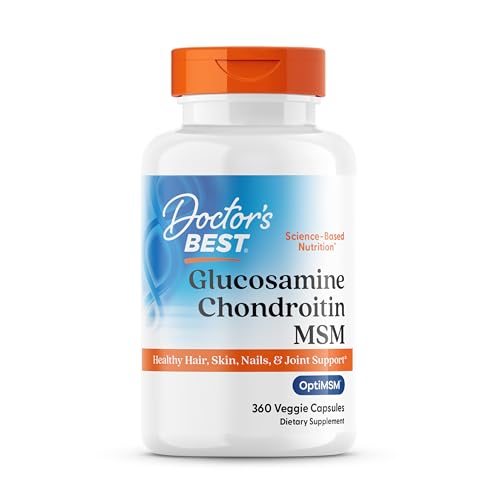 Doctor's Best Glucosamine Chondroitin Msm with OptiMSM Capsules, Joint Support Supplement Supports Healthy Joint Structure, Function & Comfort, Non-GMO, Gluten Free, Soy Free, 360 Count