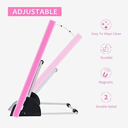 Small Dry Erase Whiteboard for Desk 35 x 25cm, Magnetic Whiteboard with Separate Stand, Double-Sided Portable White Board Desktop Easel for Kids Home Office School, Pink Frame