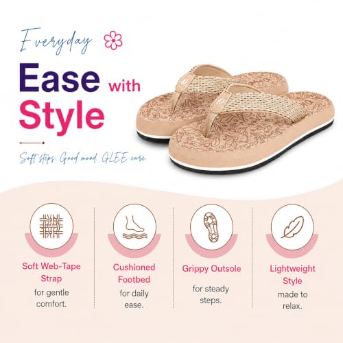 Image of GLEE Women Orthopedic Slippers Comfortable Slides Flip Flops | Lightweight Anti Slip Sliders for Indoor Outdoor Casual Daily Wear