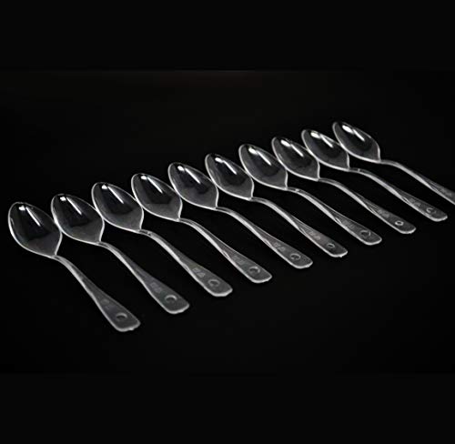 Loreso Disposable Plastic Mini Clear Dessert Spoons For Miniature Dessert Cups, Tasting Party, Sampling, Ice Cream, Small Catering Supplies - 50 Ct #TOP7