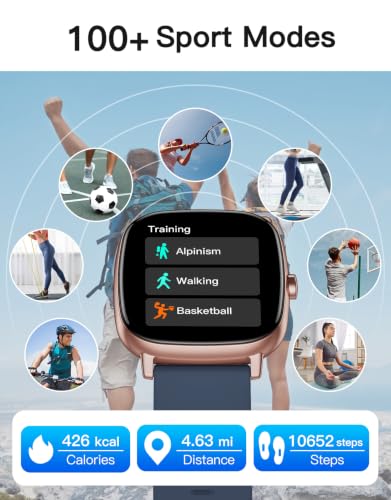Image of Smart Watches for Men Women with GPS Built-in, Answer /Make Calls, 1.95 inch Smartwatch for iPhone /Android Phones, Fitness Watch with Heart Rate /Sleep Monitor 100+ Sports Modes IP68 Waterproof (Blue)