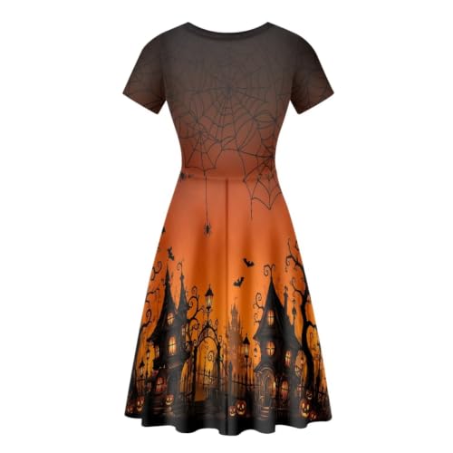 Image of Forchrinse Summer Dresses for Women Crew Neck Short Sleeve Midi Dress Casual Beach Vacation Sundress