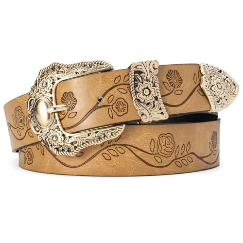 Vintage Ladies Western Belt for Women, Adjustable Cowboy Cowgirl Belts for Jeans Dresses Pants