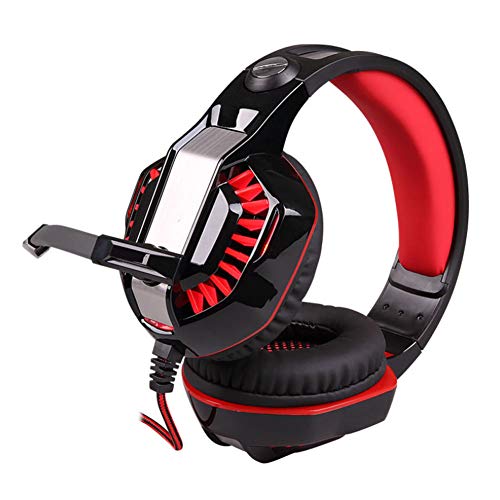 XHN Gaming Headset with Mic for Pc Ps4, Stereo Sound Over Ear Headphones with Noise Reduction Microphone Volume Control and Led Light for Laptop Tablet Mac Ipad-red