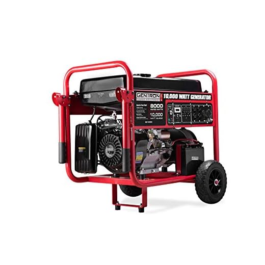 Gentron Power Equipment GG10020GU 10,000-Watt Gasoline Powered Electric Start Portable Generator, EPA Approved Black Red