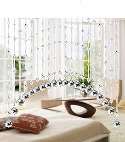 Curtain Wall Panel Fringe Window Room Divider Blind Divider Tassel Screen Home Meters Glass Crystal Beads Curtain Window Door Curtain Passage Wedding Backdrop (Transparent,1M10pcs)