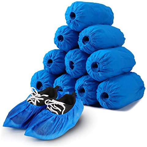 Annhua 100PCS Disposable Shoe Covers, Non-Woven Fabric Foot Covering, Non-Slip Shoe Protectors for Indoor & Outdoor, 5g Thickness,One Size Fits All Cover