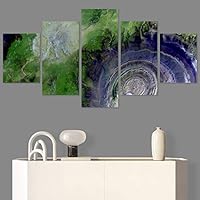 SIGNWIN 5 Panel Canvas Wall Art Abstract Aerial Contemporary Mixed Media Modern Art Multicolor Texture for Home Decorations Ready to Hang - 60