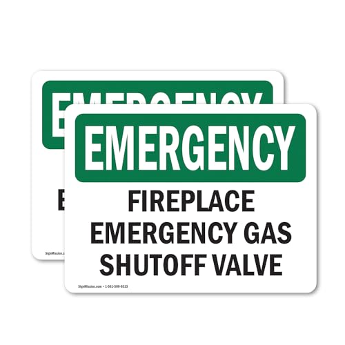 (2 Pack) Fireplace Gas Shutoff Valve OSHA Emergency Sign 5 Inch X 3.5 Inch...