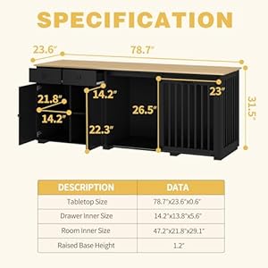 Large Dog Crate Funiture with Drawers, 78.7" Luxury Wooden Heavy Duty Dog Kennel Table Furniture with Sliding Door, Indoor Dog House TV Stand for Large Medium Breed Dogs, Black Large Dog Crate Funiture with Drawers 787 Luxury Wooden Heavy Duty Dog Kennel Table Furniture with Sliding Door Indoor Dog House TV Stand for Large Medium Breed Dogs Black