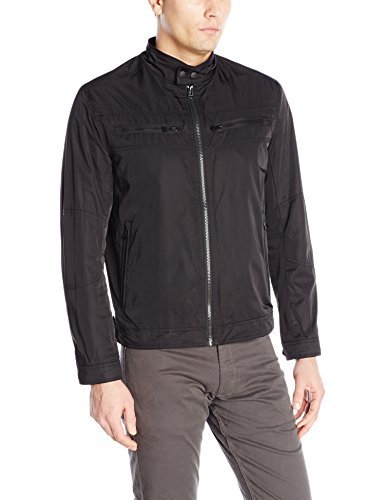 Cole Haan Signature Men's Core Nylon Moto Jacket, Black, X-Large