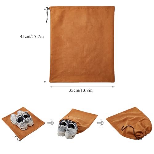 Image of LAKE OF FIRE 4-Piece Travel Shoe Bags for Packing, 17.7 inch x 13.8 inch Dustproof Shoe Bags with Drawstring Closure,Washable & Reusable(Brown)