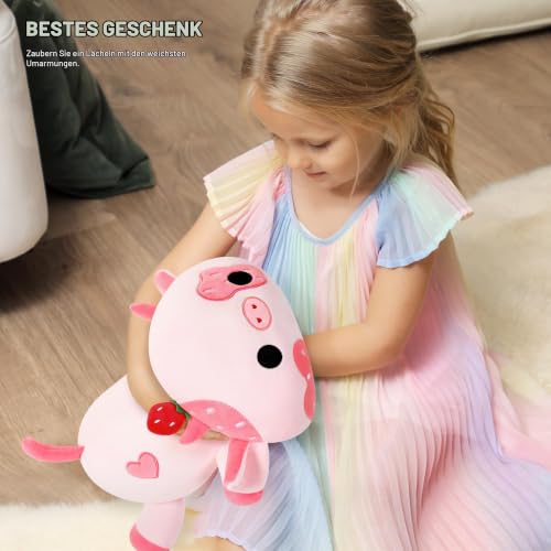 shownicer Plüschtier Kuh Kuscheltier Stofftier Kawaii Kuh Plüsch Kissen Spielzeug Milchkuh Plüsch Wurfkissen Geschenk für Kinder Mädchen 12… – Ansicht 5