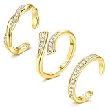 Morfetto Ajustable Anillos del Dedo del pie Establece para las Mujeres - 14K Chapado en Oro Abierto Nudillo Suave Nudo de Ópalo de la Flor del Anillo del Pie de la Playa de la Joyería Gold CZ