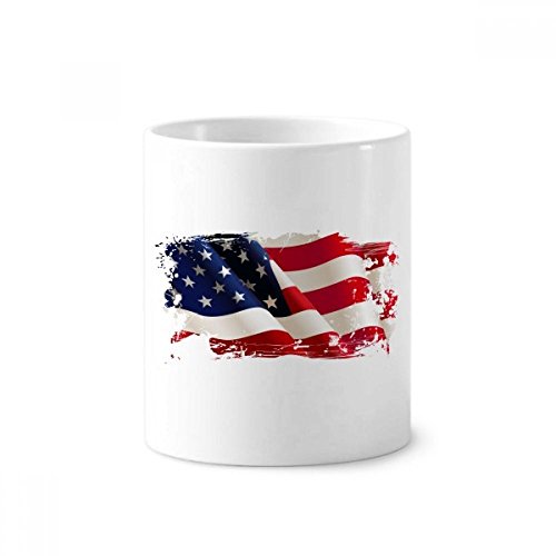 Porte-brosse à dents drapeau américain 350ml tasse blanche céramique pour pinceaux