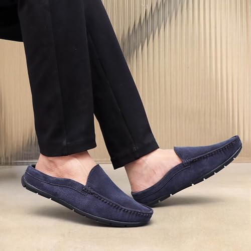 Image of ARAMISH Suede Half Loafers for Men | Men's Open Loafer Shoes