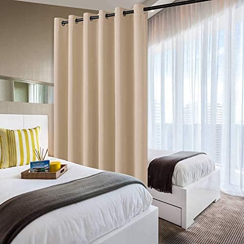Image of DWCN Total Privacy Room Divider Blackout Curtain - Thermal Curtains for Patio Door, Living Room, Bedroom Partition and Shared Office Space, 1 Grommet Curtain Panel, 8.3ft Wide x 7ft Tall, Beige