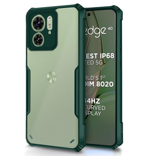 Image of Outlouders Back Cover for Motorola Moto Edge 40 | Ultra Hybrid Transparent | Full Camera Protection | Raised Edge | Crystal Clear Bumper Case (Green)