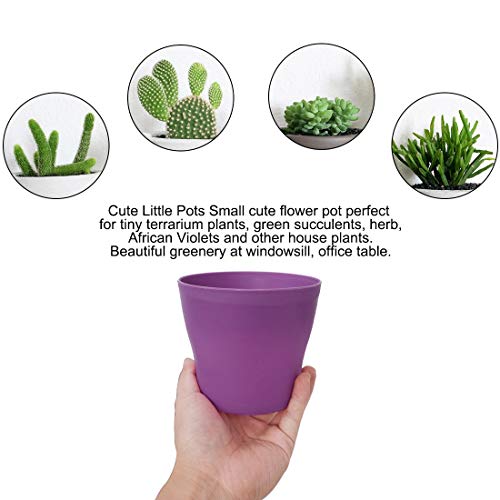 Sourcingmap Plastic Planters Indoor Flower Pot with Tray Mini Plastic Flower Seedling Pot Garden Plant Pot Home Decoration Flower Pot Purple - Image 3