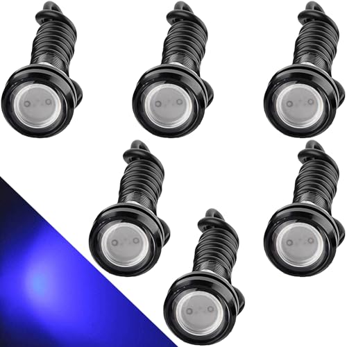 CTRICALVER Eagle Eye Light, 9 Watt 18 mm Auto Motorrad DRL Tagfahrlicht Nebelscheinwerfer Rückfahrscheinwerfer 12V Wasserdicht (bleu 6PCS)