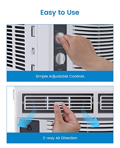Image of 5000 BTU Window Air Conditioner,Easy Install Kit, 2-Way Air Direction, Mechanical Controls, Cools Up to 150 Sq.Ft,Ideal for Bedroom Room Home