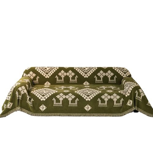 Housse de canapé angle jeté bohème vert 180x230 - 7