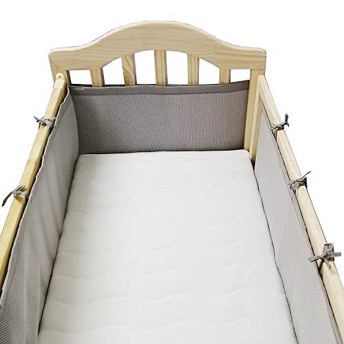 Baby Mesh Crib Bumper,Classic Breathable Crib Bedding Liner,Adjustable Length Fits Most Sizes Cribs,Machine Washable