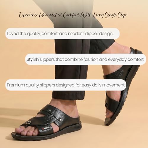 Image of Poddar PU Slippers for Men | Premium Daily Use Footwear | Comfortable Soft Sole Anti-Skid Sandals | Stylish Lightweight Casual Chappal for Office, Home & Outdoor Use