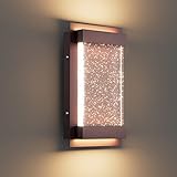Aoceley Modern Wall Sconce with Crystal Bubble Glass 3000K LED Porch Light Indoor/Outdoor Sconce Wall Lighting Bronze Wall Mount Light Fixture - Bronze