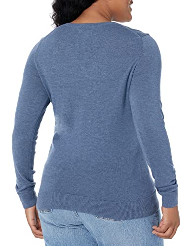 Amazon Essentials Women's Classic-Fit Lightweight Long-Sleeve V-Neck Sweater (Available In Plus Size), Blue Heather, Medium #TOP2