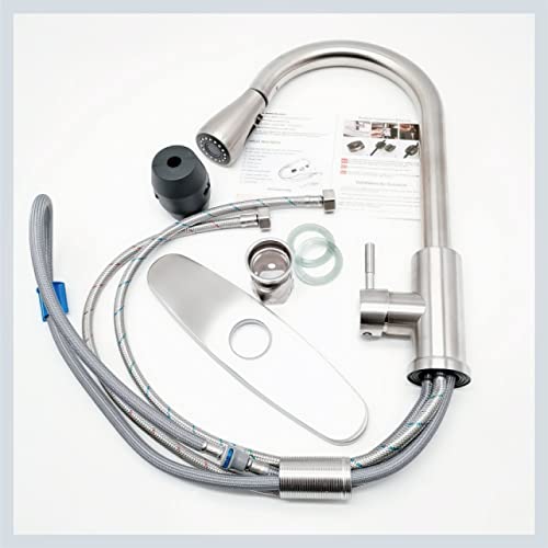 Kitchen Faucets Brushed Nickel Pull Out Kitchen Sink Water Tap Deck Mounted Mixer Stream Sprayer Head Hot Cold Taps #TOP4