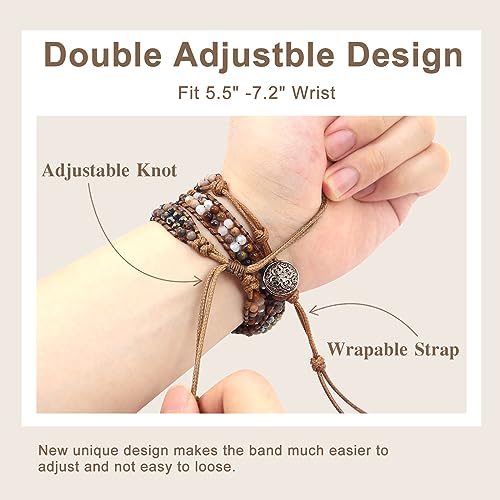 JR.DM Boho Beaded Watch Band Women Compatible with Apple Watch 38/40/41/42/44/45/49mm Fancy Bracelets Adjustable Multilayer Handmade Braided Rope Strap for iWatch Series 10/9/8/7/6/5/4/3/2/1/SE/Ultra