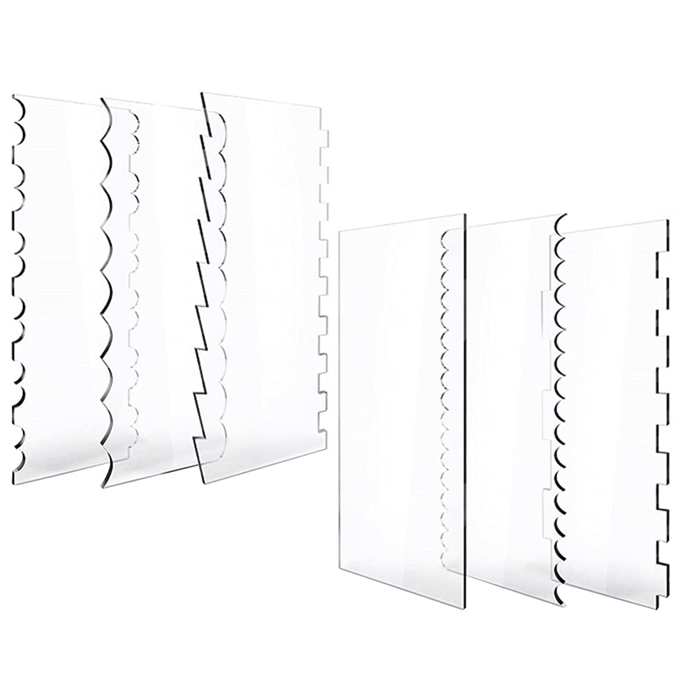 ABOOFAN 6Pcs Clear Acrylic Cake Scraper Cake Smoother Cake Icing Scraper Edge Side Cake Smoother Scraper Cutters Smoother Tool Set for Bakery Pastry Bread Dough Cake Fondant Pizza
