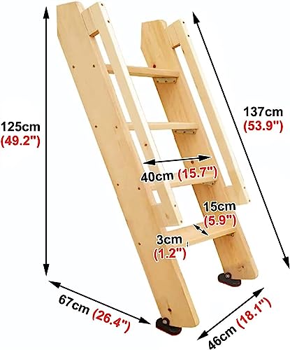 Escalera de pino para literas de repuesto con pasamanos y peldaños de madera natural 3