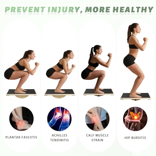 Image of Professional Wooden Balance Board for Adults-Anti-Slip 350LBS Wobble Board for Physical Therapy Standing Desk Core Strength-Rocker Board Balancing Board (Classic)