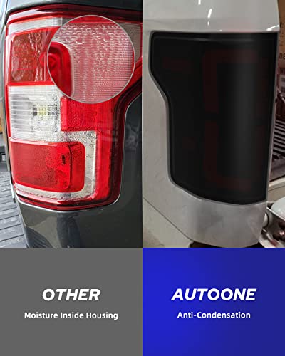 Autoone Led Tail Light Assembly Black Housing Smoked Lens Rear Lamps Replacement For 2015 2016 2017 2018 2019 2020 Ford F150 F-150, Driver & Passenger Side #TOP5