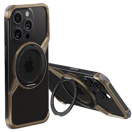 Coque en métal iPhone 16 Pro compatible MagSafe avec béquille rotative intégrée
