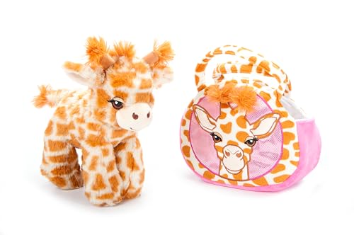 The Petting Zoo Giraffe Stuffed Animal Plushie and Purse Set, Gifts for Kids, Wildlife Animal Toy, Spotted Giraffe Plush Toy and Purse Pet Carrier