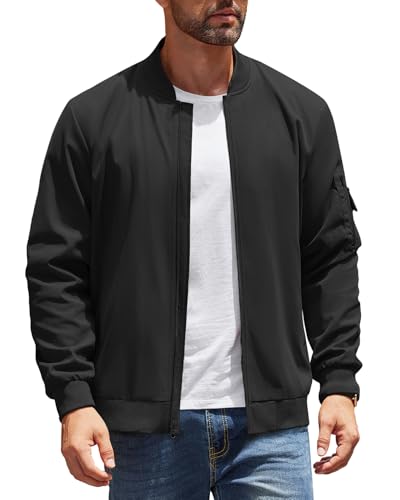 COOFANDY Men's Lightweight Bomber Jackets Casual Spring Fall Windbreaker Jacket Light Zip Up Coat With Pocket