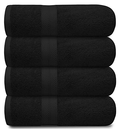Avalon Towels Black Bath Towels (Pack Of 4) Size 27X54 Inches 100% Cotton Towels For Bathroom, Highly Absorbent And Soft, Quick Drying, Hotel And Spa Quality, Perfect Bathroom Towels For Daily Use #TOP1