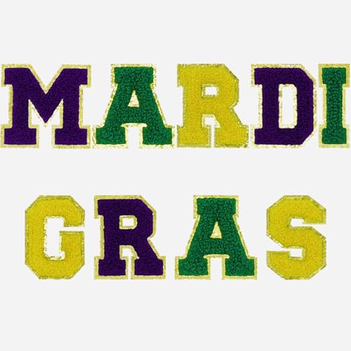 9 Pcs Iron on Patches Sew On Letter Patches Mardi Gras Patch for Mardi Gras Decorations Supplies Multicolour