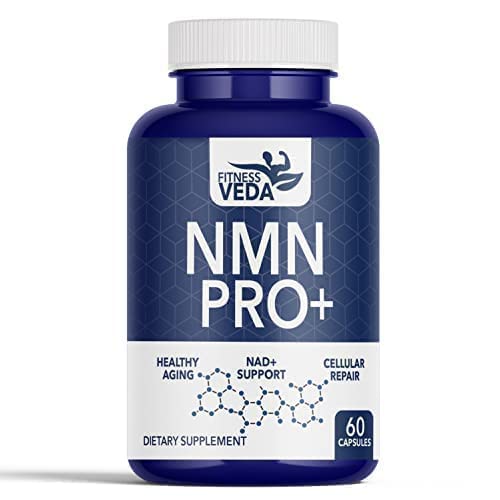 FITNESS VEDA Truely Indian 99% Ultra Purity NMN PRO+ 300mg Maximum Antioxidant Anti-Aging, Cellular Repair,Boost NAD+, Immune & Energy, 60 Capsules