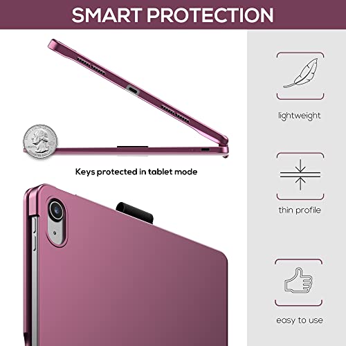 Image of typecase Touch iPad 11th 10th Generation Case with Keyboard (11 inch 2025, A16 & 10.9 inch 2022) - 360 Rotatable, 11-Color Backlit, Multi-Touch Trackpad, Pencil Holder, Thin & Light - Raspberry
