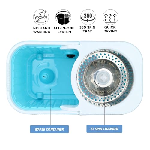 Image of Mumma's LIFE Plastic Spin Mop Bucket, Moppers for Cleaning Floor, Mop Set Extendable Handle, Removable Wringer 360 with Floor Cleaner Mopping Stick (Square Mop Set)