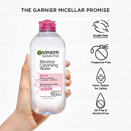 Garnier Back to School Bundle|Micellar Water (400mL) + Fructis Sleek & Shine Shampoo (22 Fl Oz), Conditioner (21 Fl Oz) (3 Items), 1 Kit (Packaging May Vary)