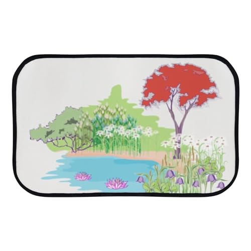 Nuansexi Bathroom Rugs Flower Garden Pattern Floor Mats Non Slip Bathmat Doormat Tub Mat Coral Velvet Absorbent Entrance Carpet Mats Machine Washable Bedroom Decor