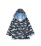 Hatley Boys Printed Rain Jacket, Blue (Shark Frenzy), 8 Years