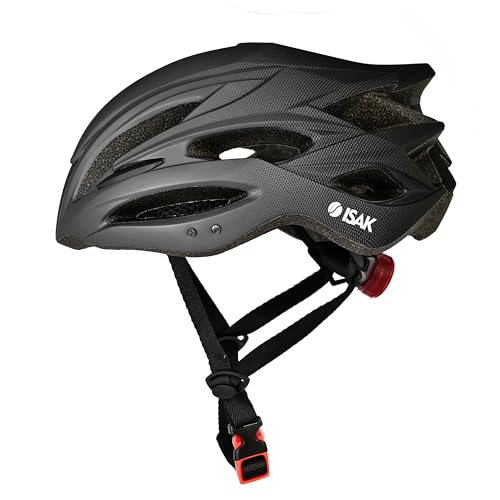 ISAK ヘルメット 超軽量 磨き砂質感 自転車用 サイクルヘルメット スポーツ 【衝撃吸収/安全/通勤/通学/サイクリング】 56-61cm調整可能 大人/ジュニア用 (GRAD-BLACK TOTAL)